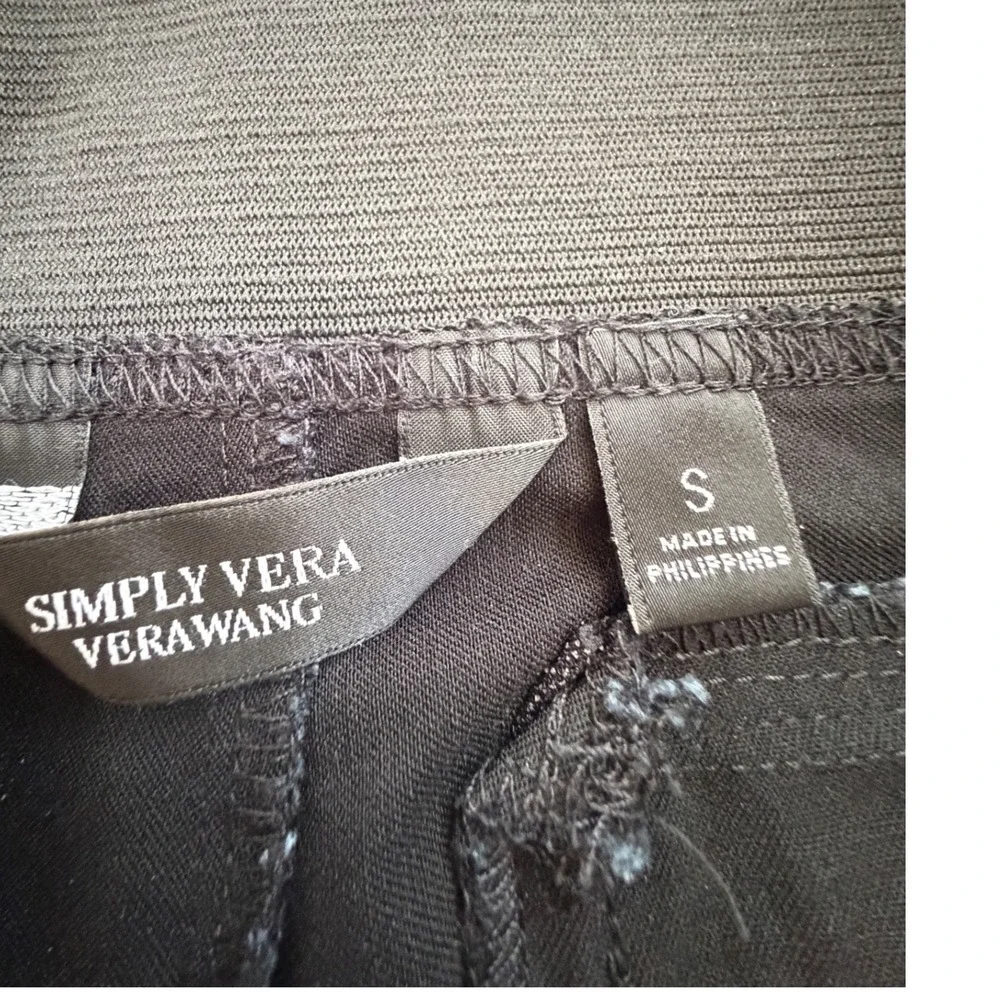 Simply Vera Vera Wang Womens Black Pull On Cropped Stretch Pants Size Small